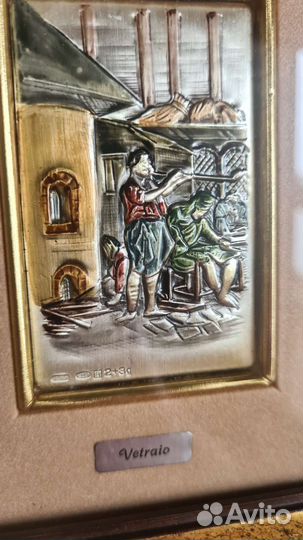 Картина миниатюра на серебряной пластине. Италия