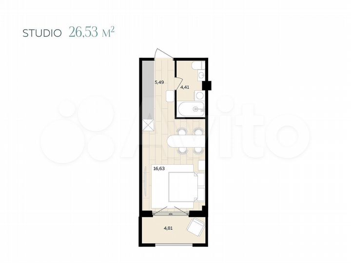 1-к. апартаменты, 32,3 м², 3/9 эт.