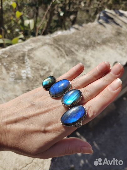 Кольцо с лабрадоритом серебро 925