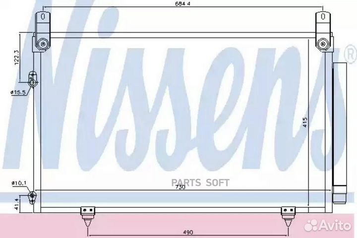 Радиатор кондиционера toyota highlander (2001) hig