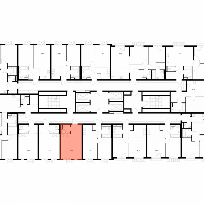 Квартира-студия, 24,7 м², 4/24 эт.