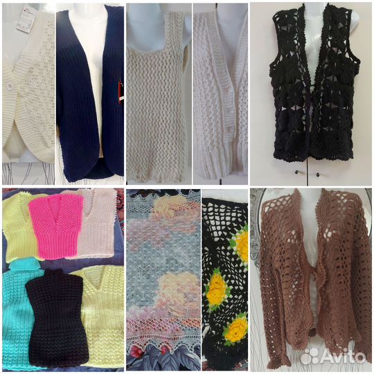 Жилеты разные, шали тёплые размеры 42-50р; 52-56р