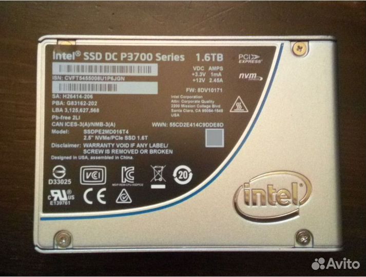 Серверные SSD и nvme с огромным ресурсом