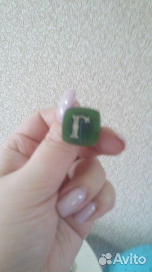 Запонки с камнем - Нефрит