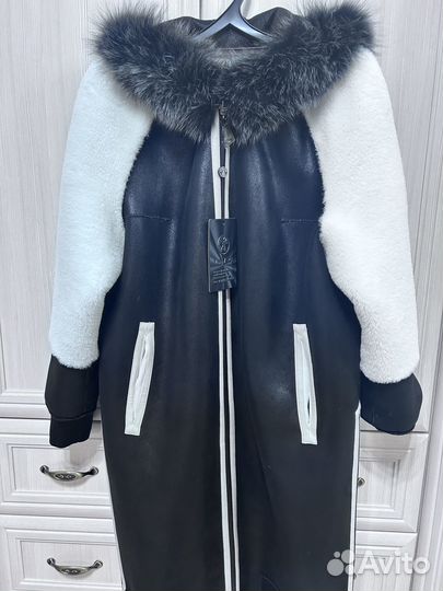 Дубленка двусторонняя с капюшоном