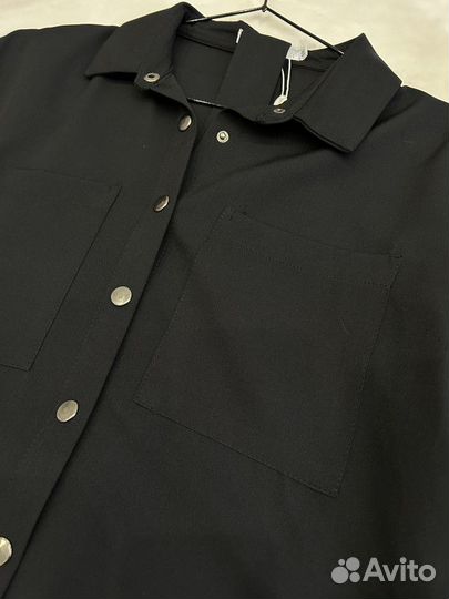Женская рубашка удлиненная черная 48