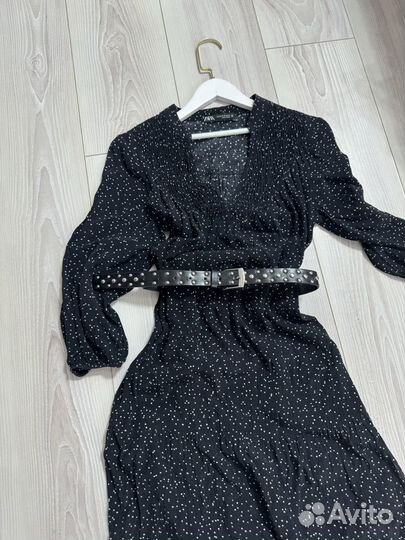 Платье миди Zara в горошек xs