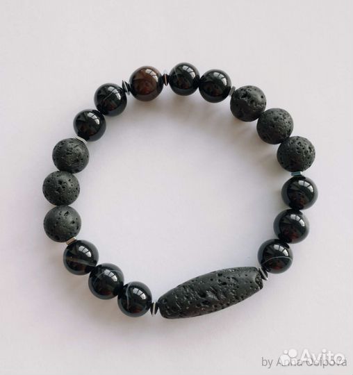 Мужской браслет агат, лава