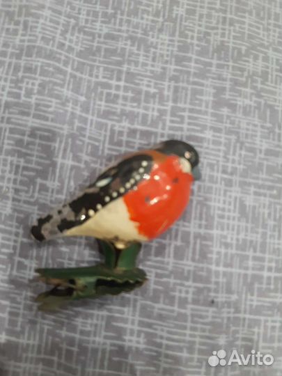 Елочная игрушка СССР снегирь прищепка