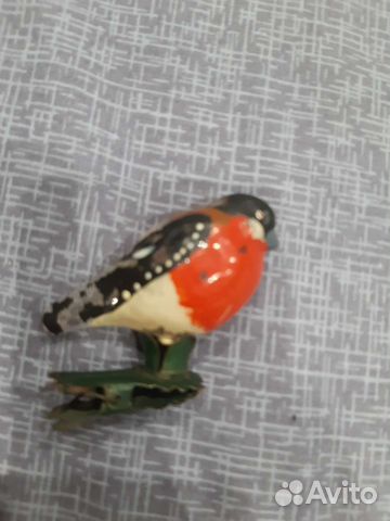 Елочная игрушка СССР снегирь прищепка