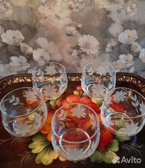 Набор уютных стопок, 100 мл.,5шт., стекло,винтаж