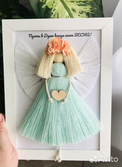 Макраме Ангел в рамке