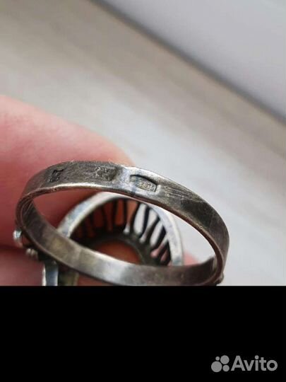 Серебряное кольцо с янтарем СССР
