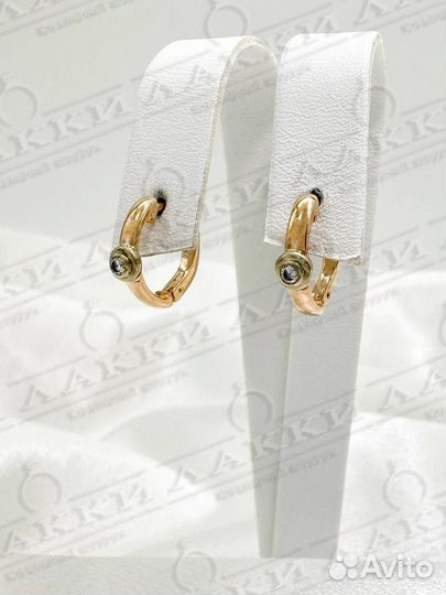 Золотые серьги с бриллиантами 585 / 3.18 гр