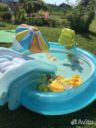 Надувной бассейн с горкой