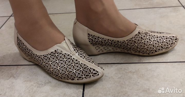 Балетки кожаные