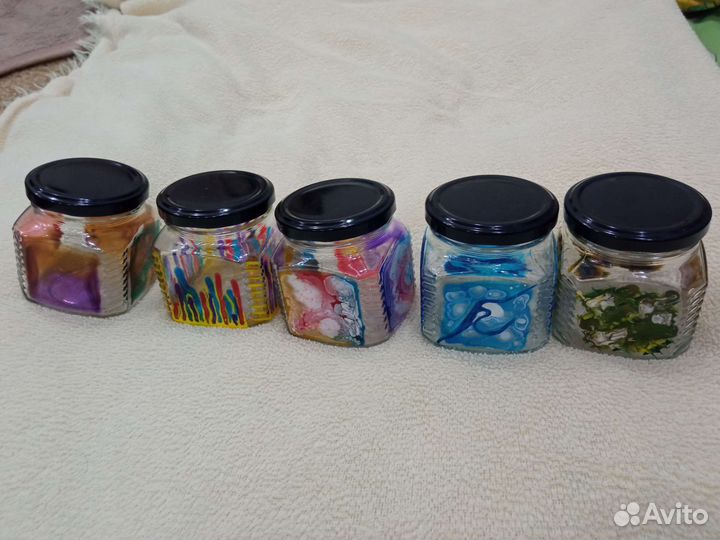 Банка 250мл. с витражной росписью