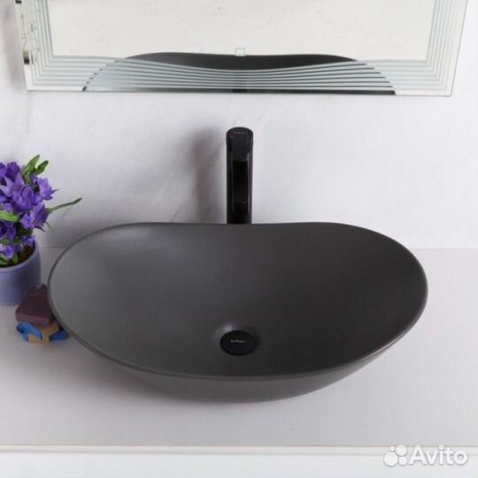 Раковина накладная BelBagno BB1404 серая матовая