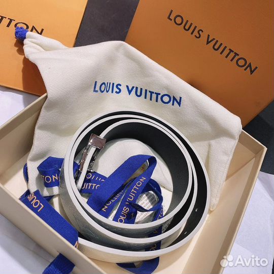 Ремень белый louis vuitton iconic 30 мм