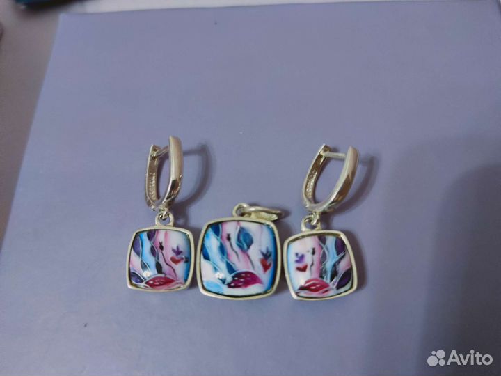 Серьги серебро эмаль новые