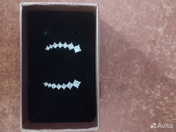 Серьги каффы серебряные