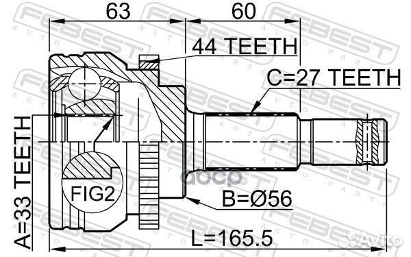 Шрус наружный 33x56x27 0210-L31A44 Febest