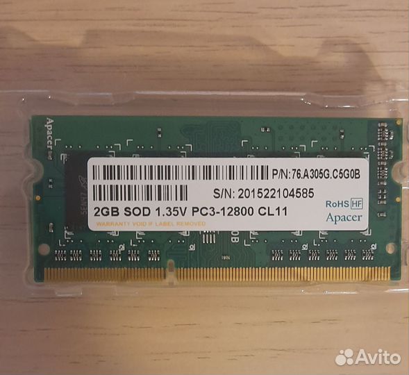 Оперативная память ddr3l 2gb Apaser для ноутбука