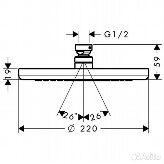 HG Croma Верхний душ d220мм, 1jet, шарнирное сое