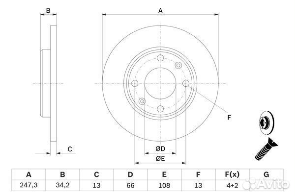 Диск тормозной peugeot 206 передний (1шт.) bosch