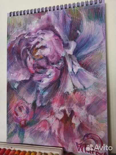 Картина пастелью Пионы