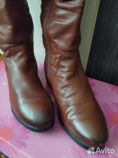 Сапоги высокие, натуральные. Размер 39