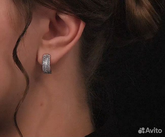 Серьги + кольцо, серебро, 925