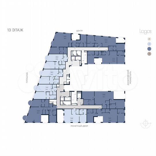 1-к. апартаменты, 64,6 м², 13/13 эт.