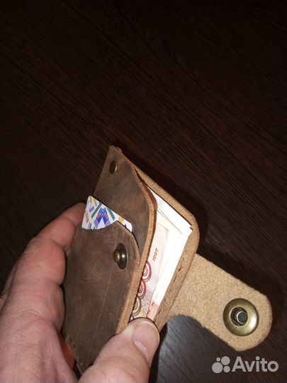 Картхолдер с отделом для купюр, натуральная кожа