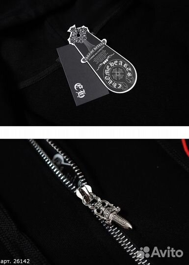 Зип худи Chrome Hearts red chrome Черное