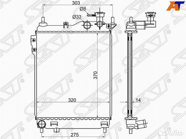 Радиатор hyundai getz 1.1/1.3/1.4/1.6 02