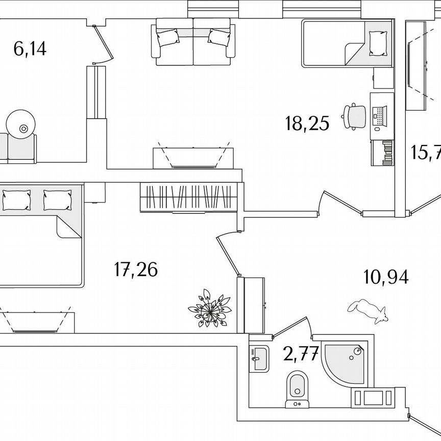 2-к. квартира, 72,1 м², 11/17 эт.