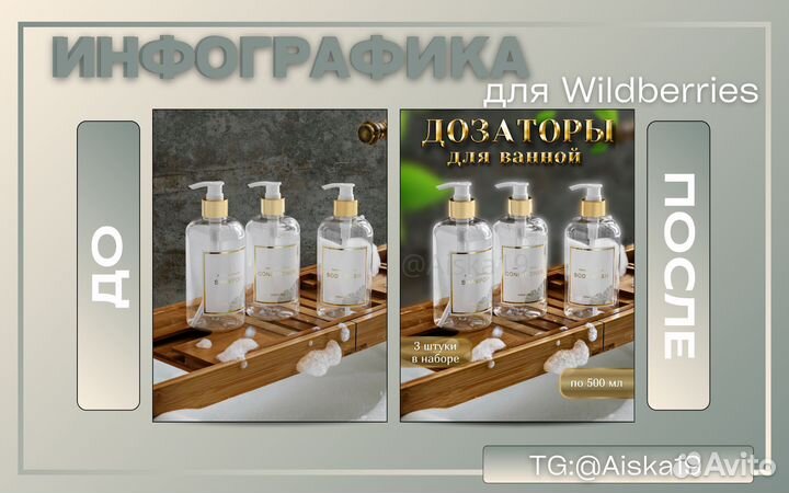 Инфографика, дизайн карточек для маркетплейсов