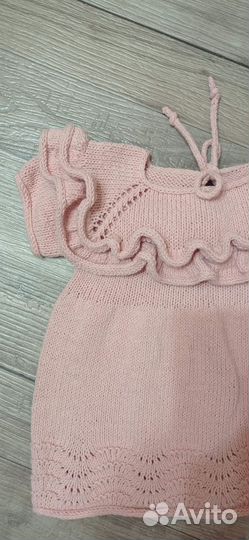 Вязаное платье для девочки 80-86