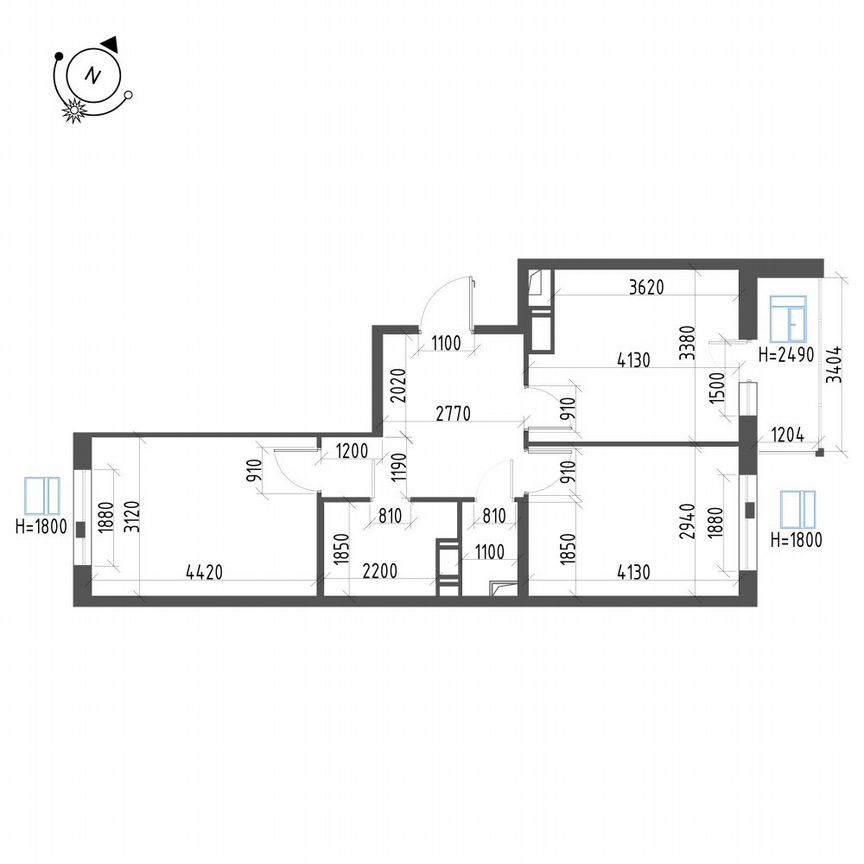2-к. квартира, 57,8 м², 11/12 эт.
