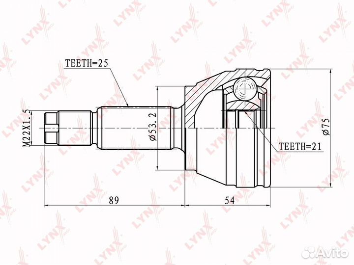 ШРУС наружный перед правлев