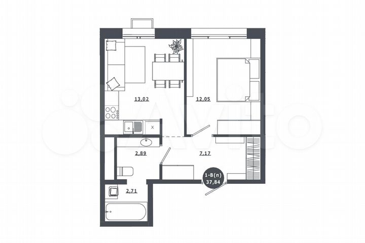 1-к. квартира, 37,8 м², 13/16 эт.