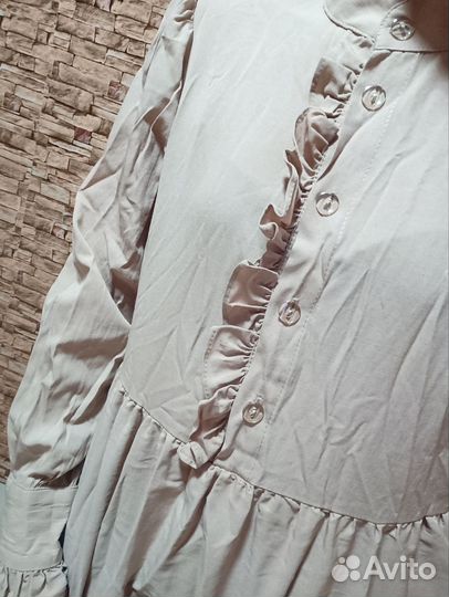 Платье летнее бежевое 44