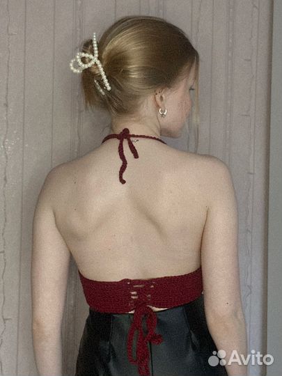 Кроп топ вязаный ручная работа