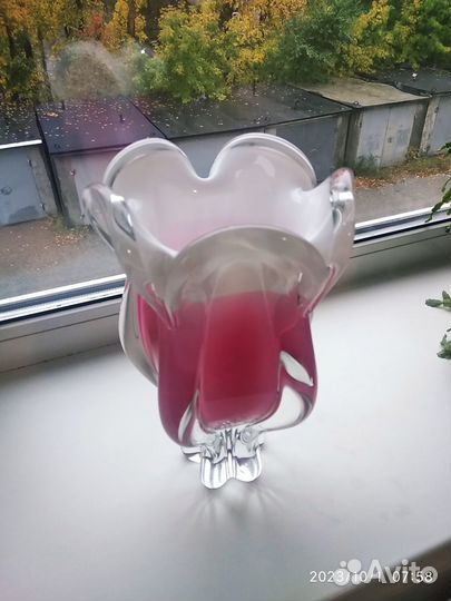 Ваза цветное стекло Чехия