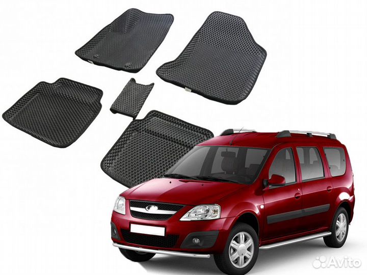 Коврики Ева Эва EVA Ларгус с бортами черный