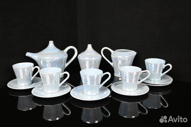 Перламутровый кофейный сервиз старинный