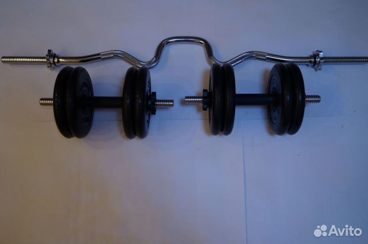 Комплект штанга W-образная + 2 гантели 50кг(арт3)