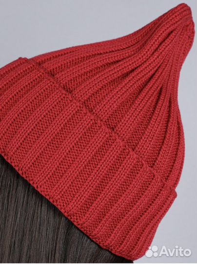 Шапка вязаная женская красная