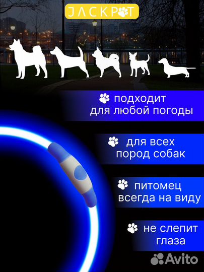 Светящийся ошейник для собак